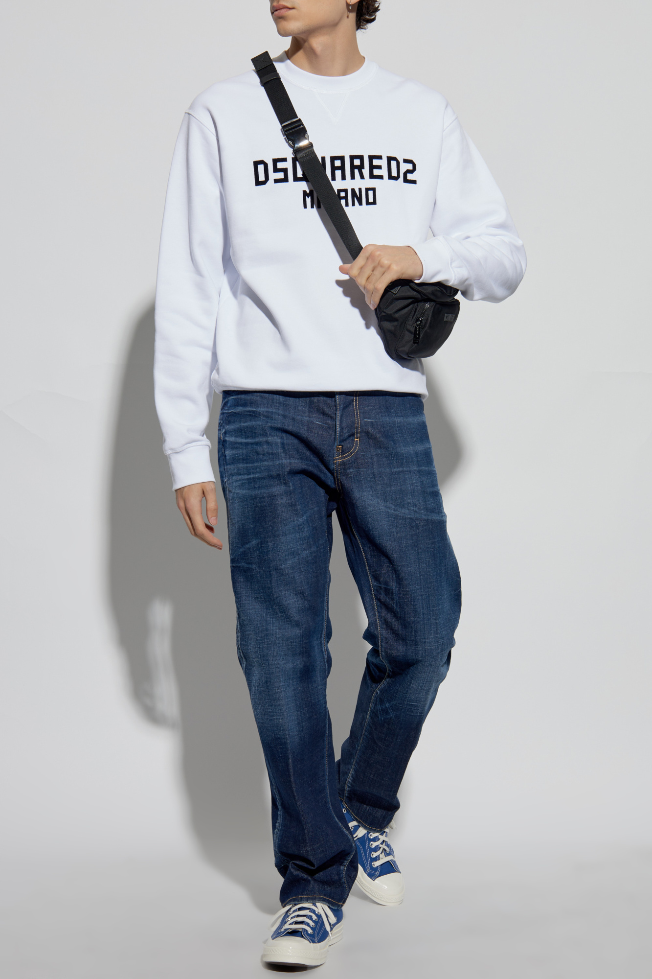White Sweatshirt with logo and velvety finish Dsquared2 White Sweatshirt with logo and velvety finish Dsquared2